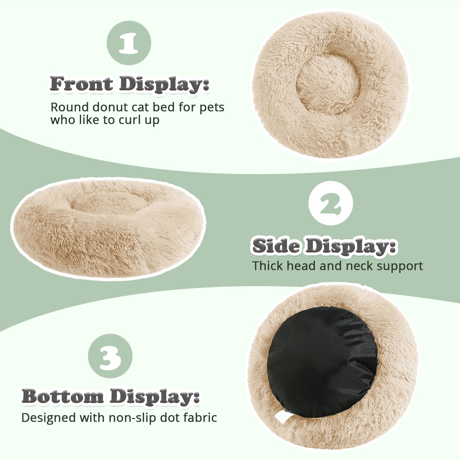 Machine washable cover on JOLLYVOGUE donut bed for easy cleaning