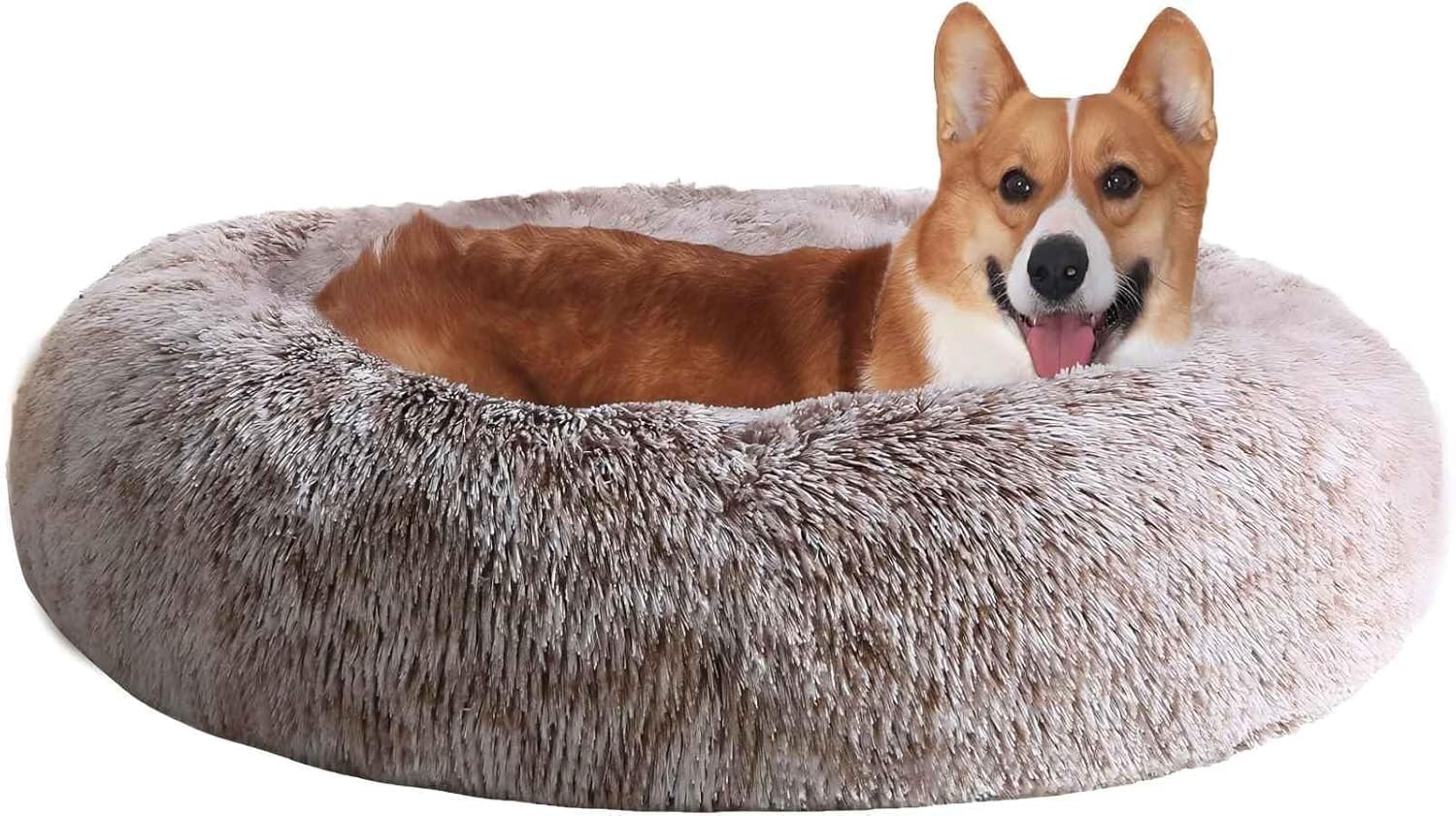 JOLLYVOGUE donut dog bed shows ultra fluffy surface for cozy naps