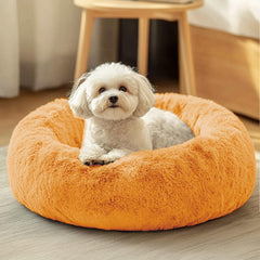 JOLLYVOGUE dog bed outer view shows plush donut design for cozy naps