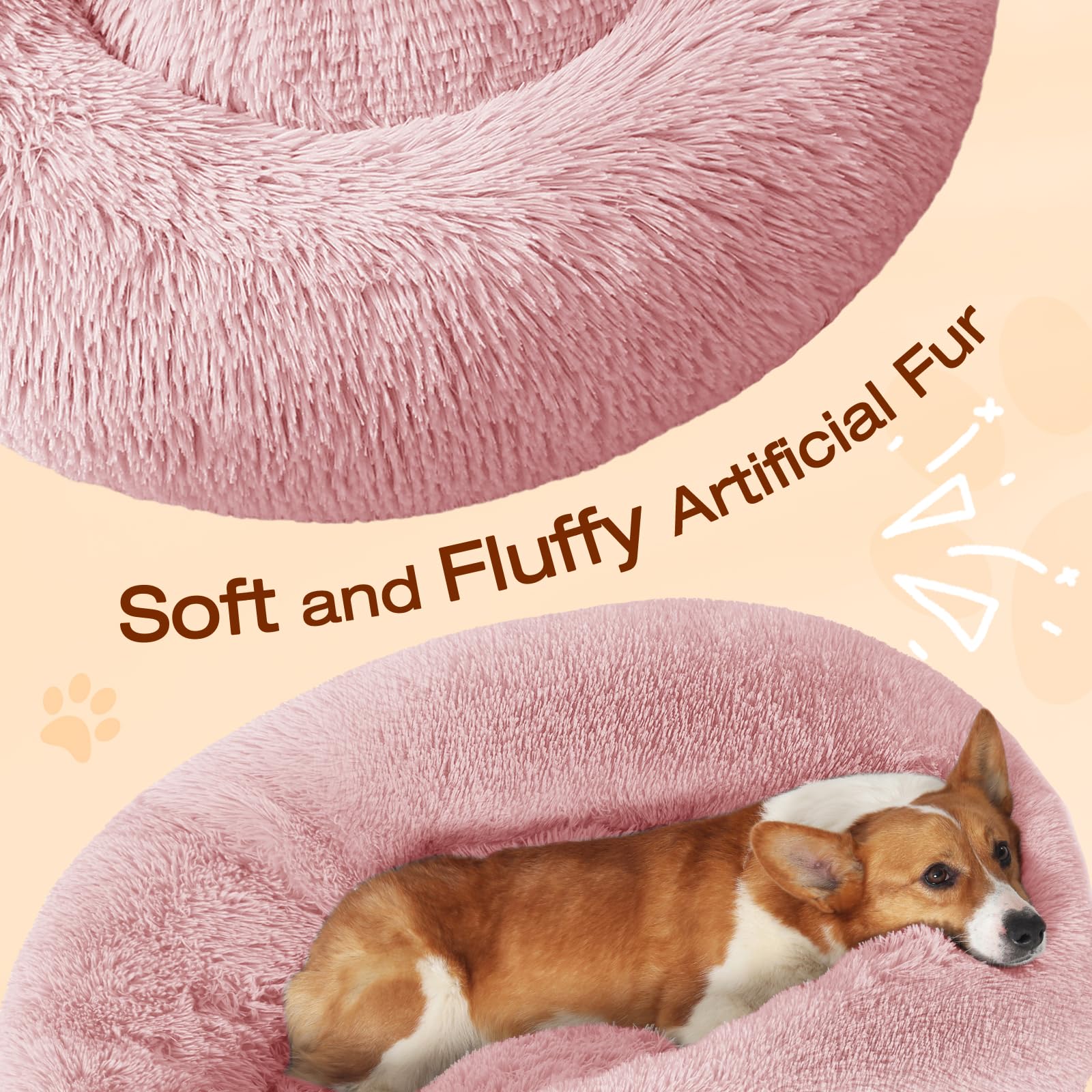 JOLLYVOGUE Donut Bed solid border and headrest support for comfort.