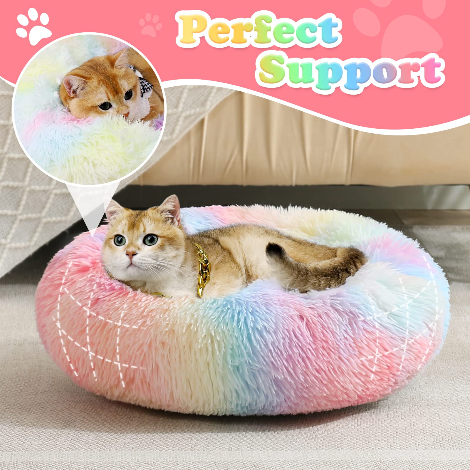 JOLLYVOGUE donut bed cozy nap space for relaxed pet lounging