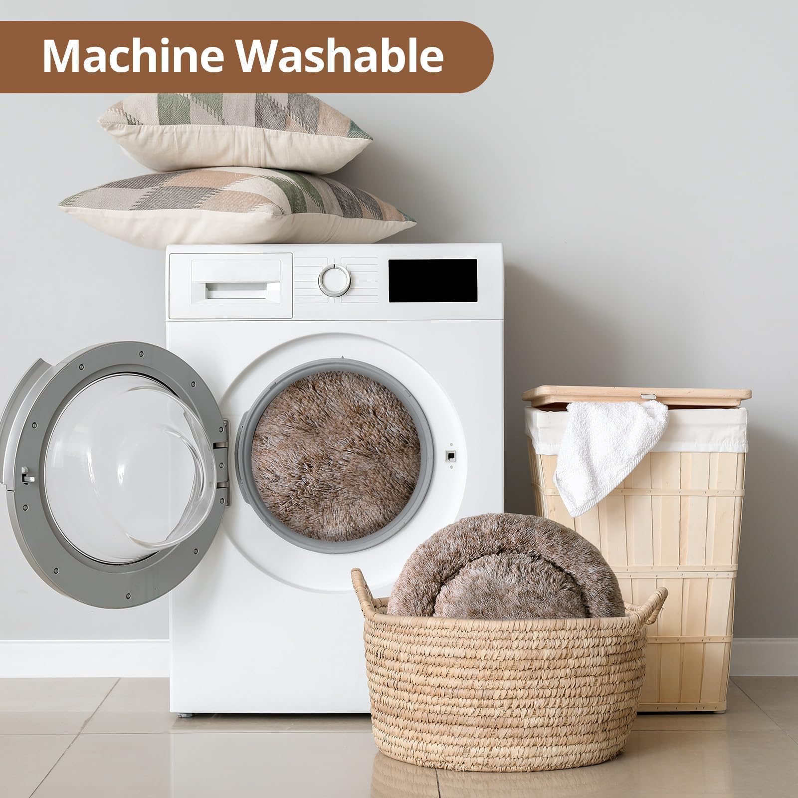Large model fits dogs up to 80 lbs for spacious comfort.
