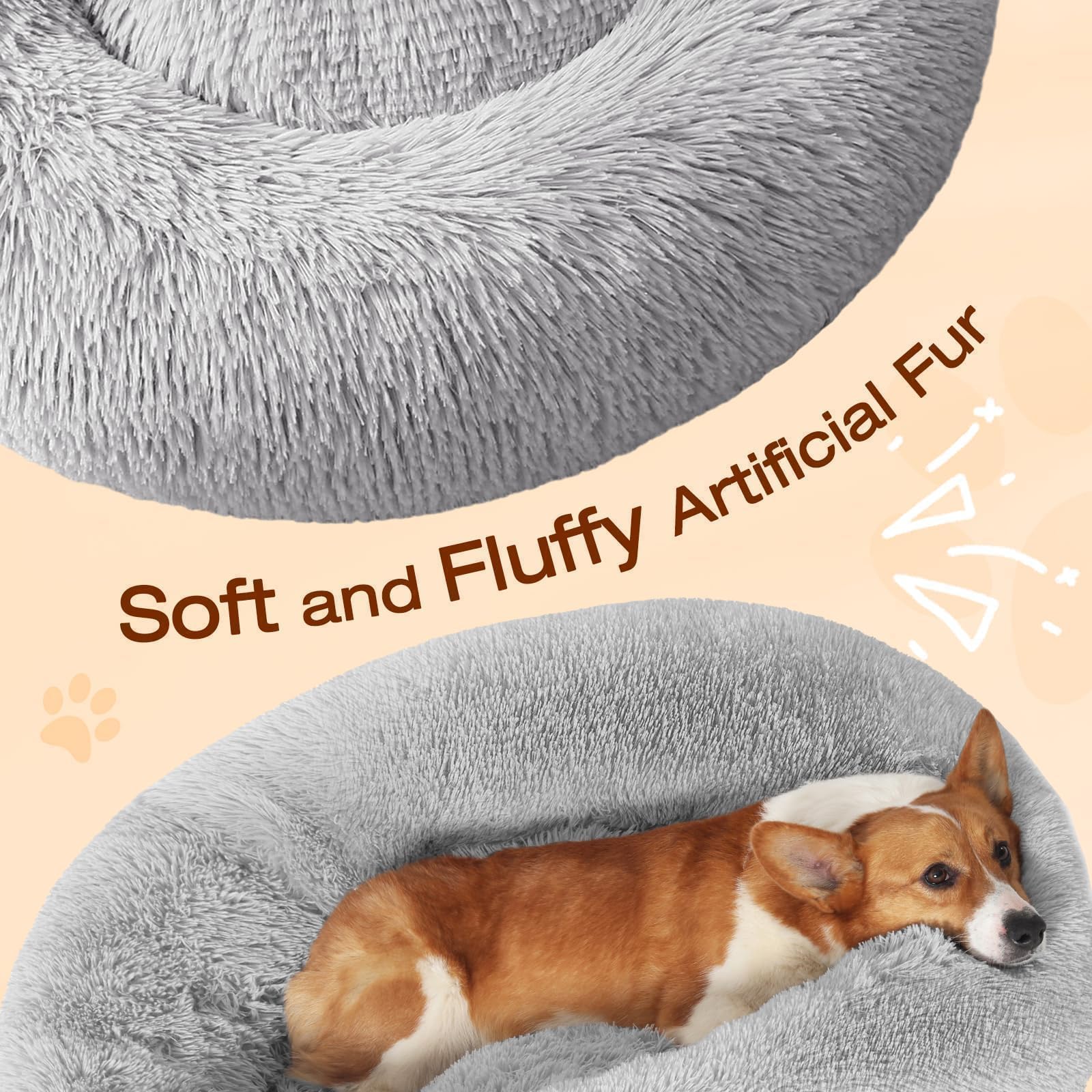 JOLLYVOGUE donut bed headrest border supports neck and calming rest.