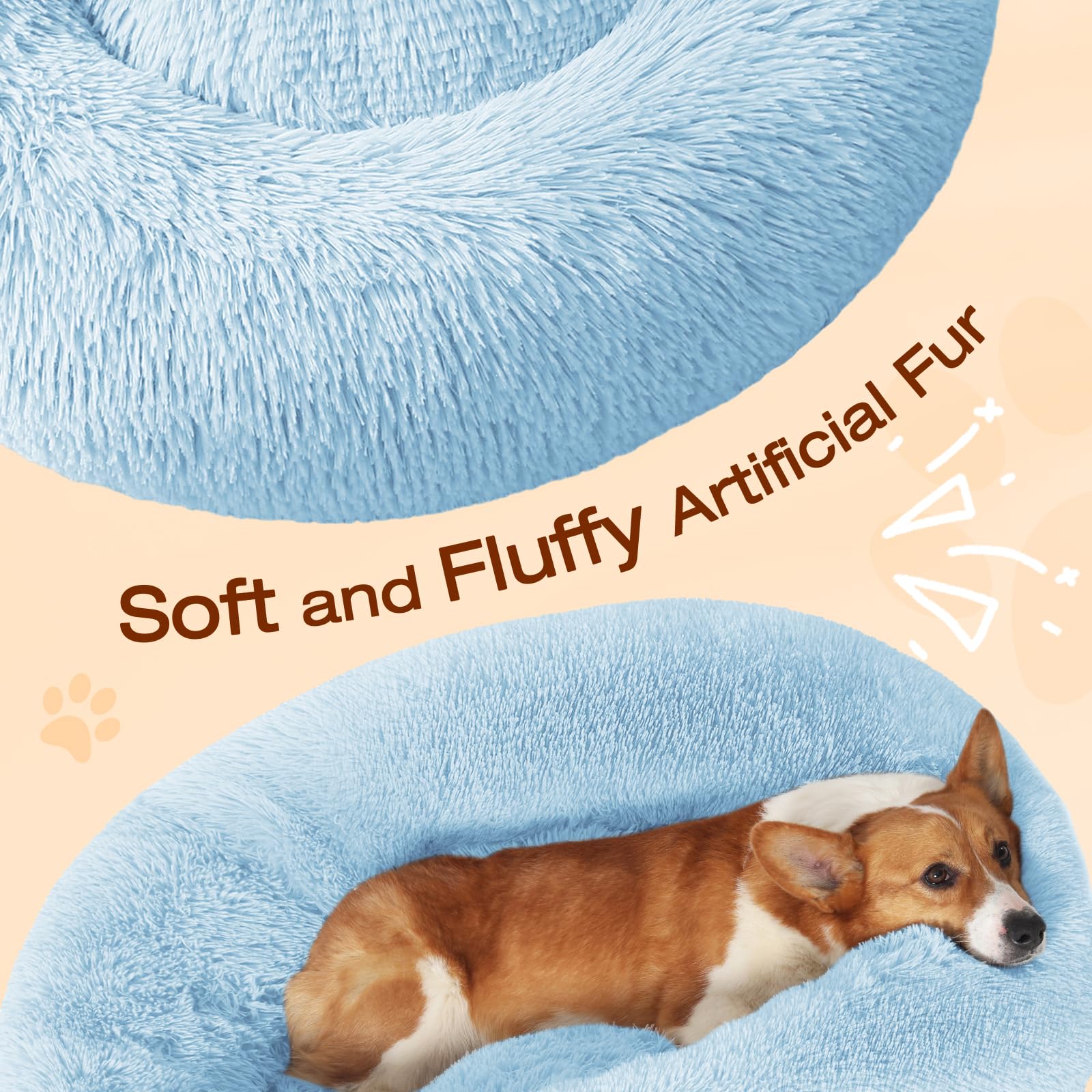 JOLLYVOGUE donut bed inside cushion emphasizes soft calming comfort for naps.