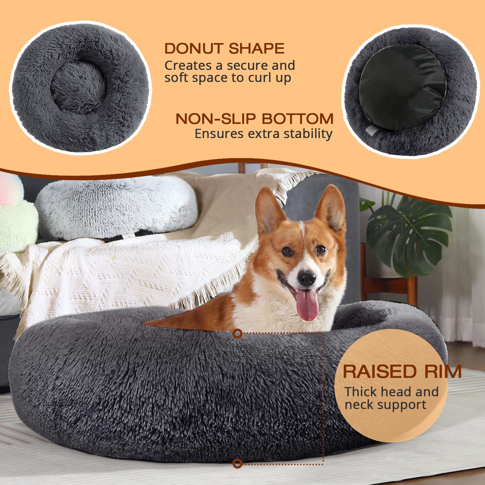 JOLLYVOGUE donut bed machine washable for easy care