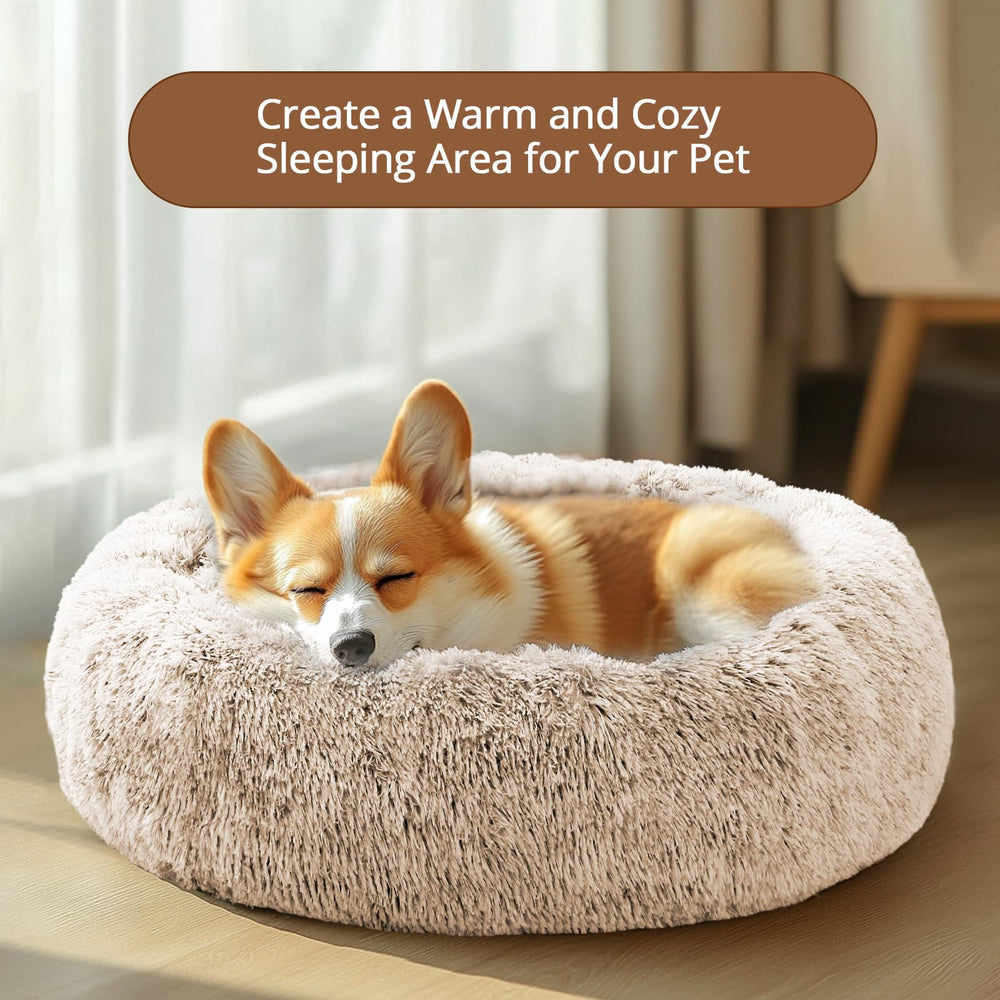 JOLLYVOGUE donut bed non-slip base keeps it in place.