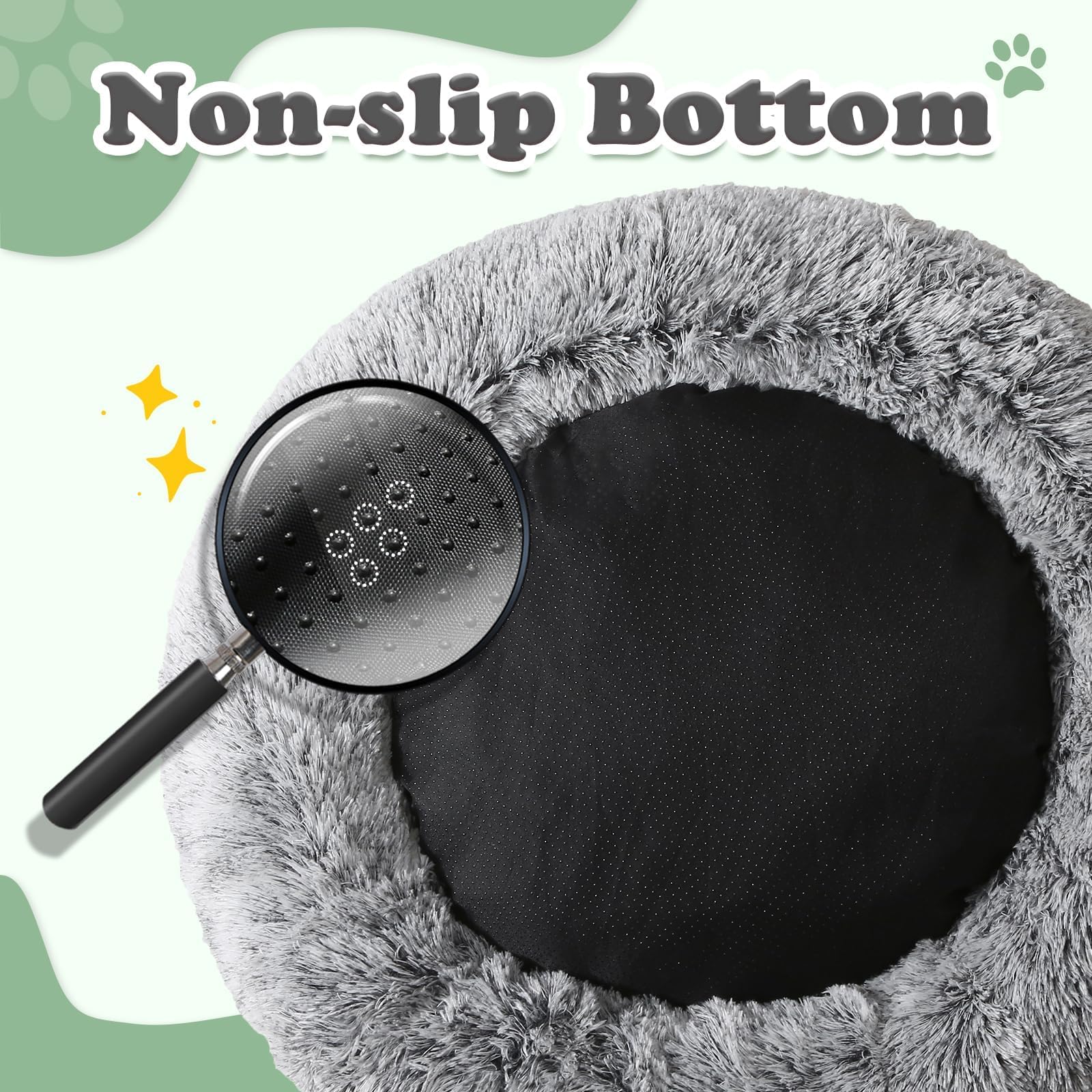 JOLLYVOGUE donut bed non-slip bottom keeps it steady