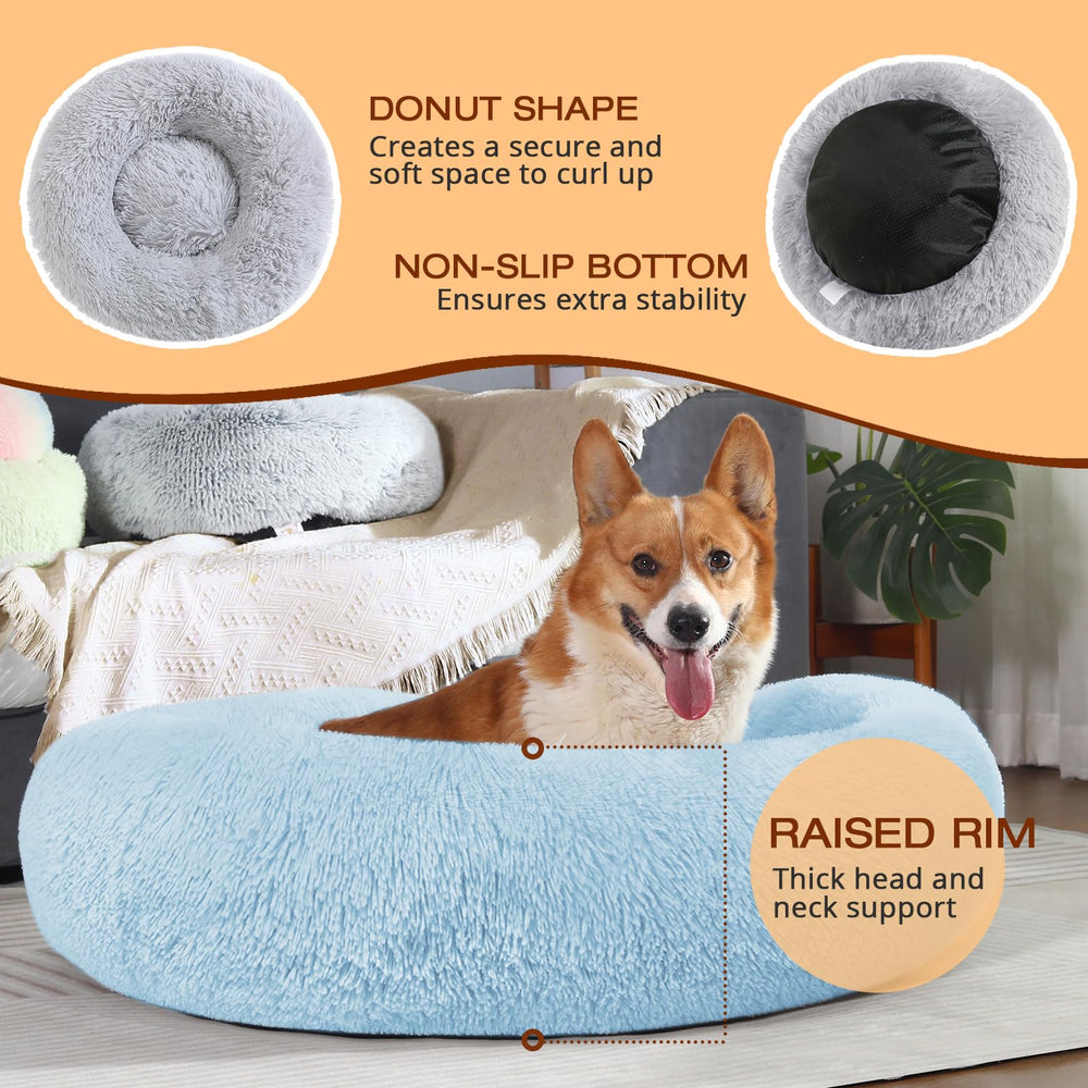 JOLLYVOGUE donut bed non-slip bottom keeps bed in place during play.