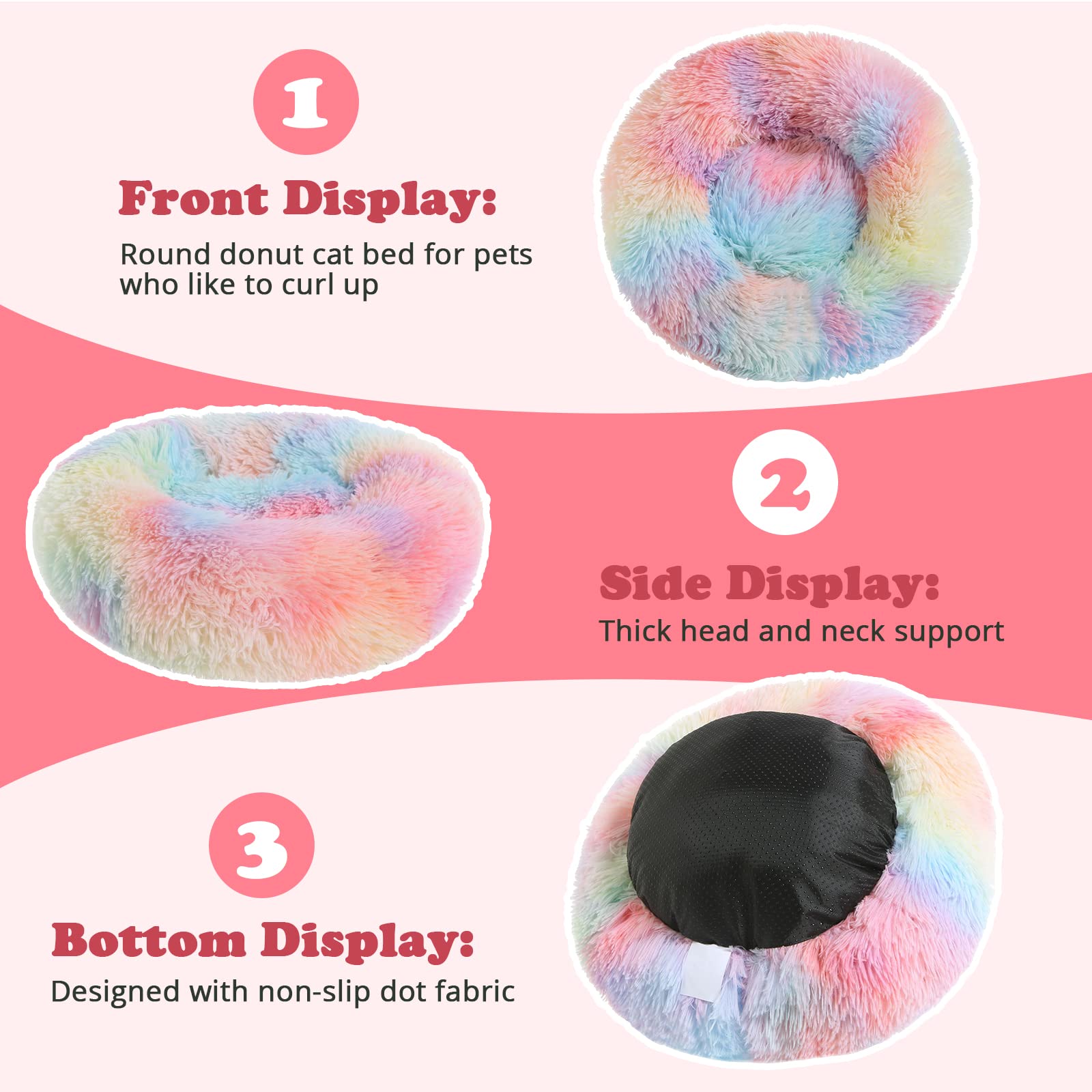 JOLLYVOGUE donut bed plush border closeup offers soft head and neck support
