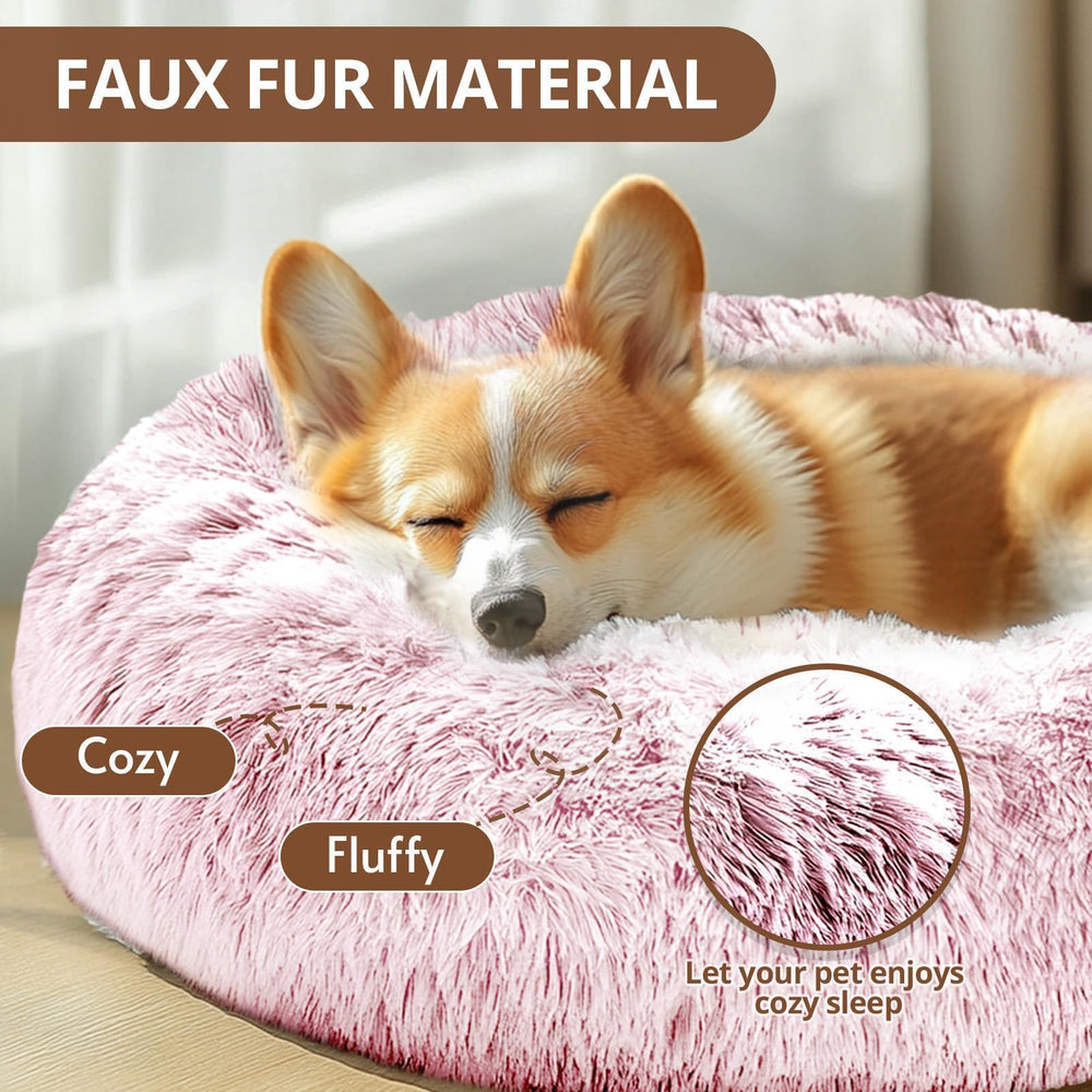 JOLLYVOGUE donut bed raised rim close-up highlights neck support.
