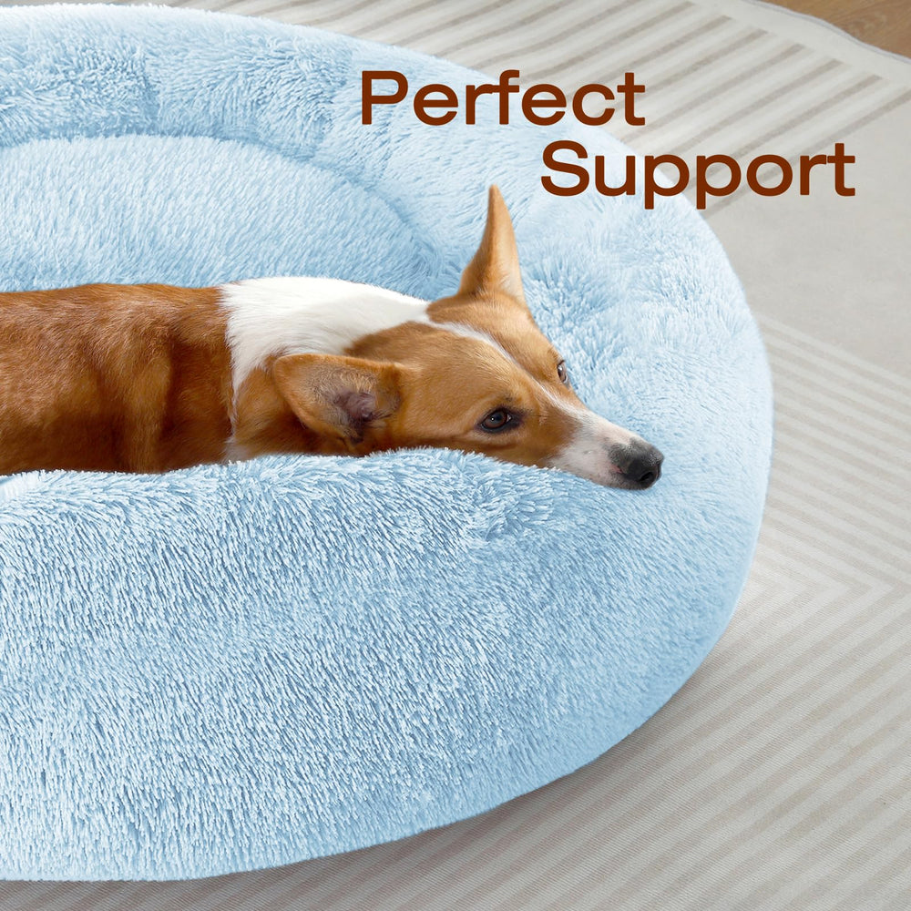 JOLLYVOGUE donut bed side angle highlights plush warmth and security.