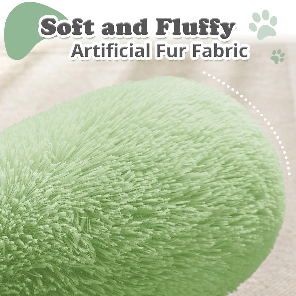 JOLLYVOGUE dog bed side view showing plush donut shape for curled sleeping