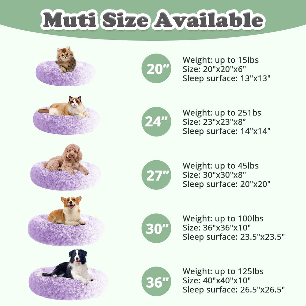 JOLLYVOGUE donut bed size options fit small and medium pets.