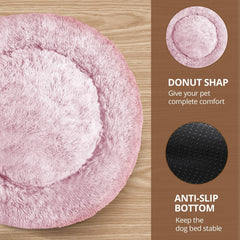 JOLLYVOGUE donut bed soft faux fur texture for comforting cuddles.