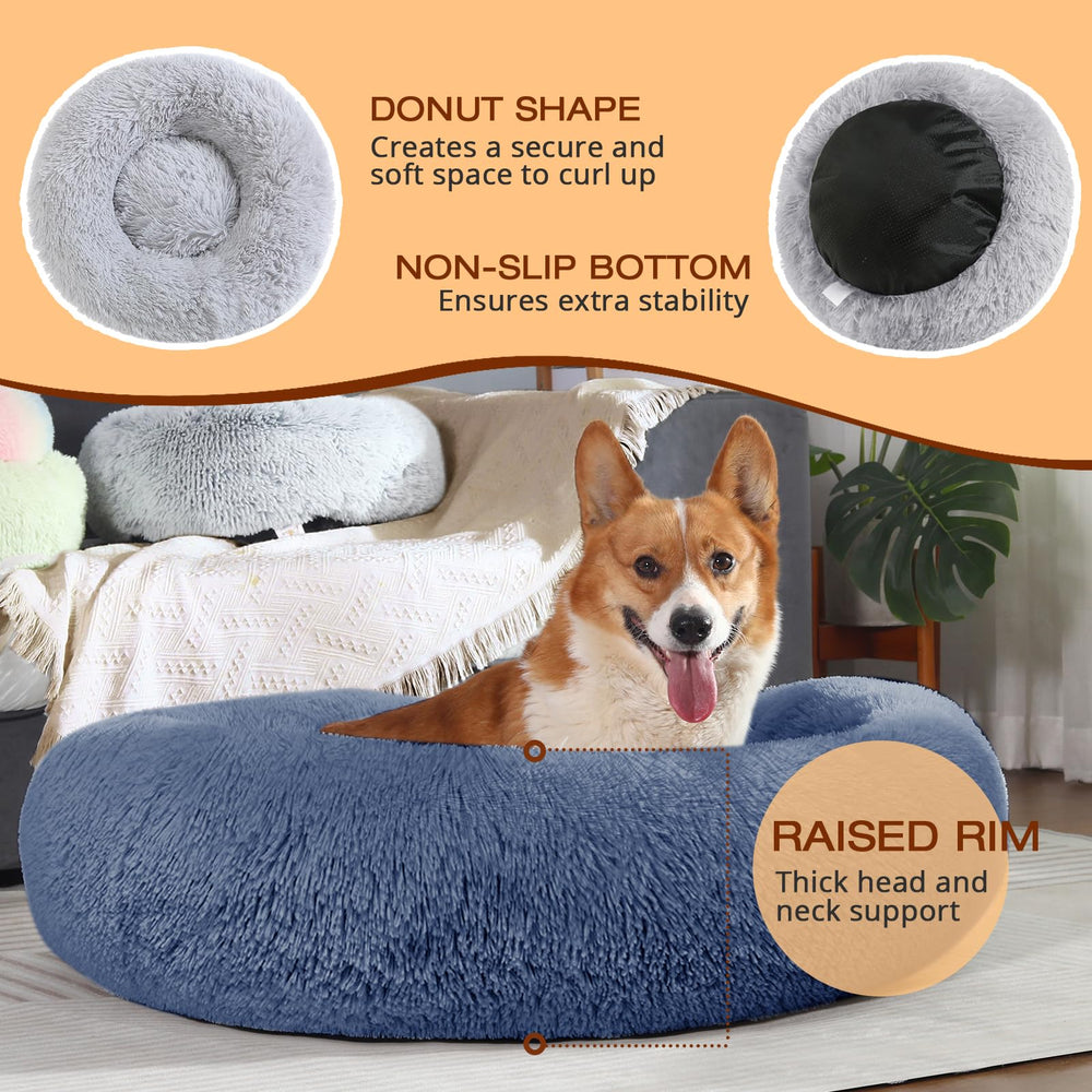 JOLLYVOGUE 23-inch donut bed offering warm, secure cuddle space