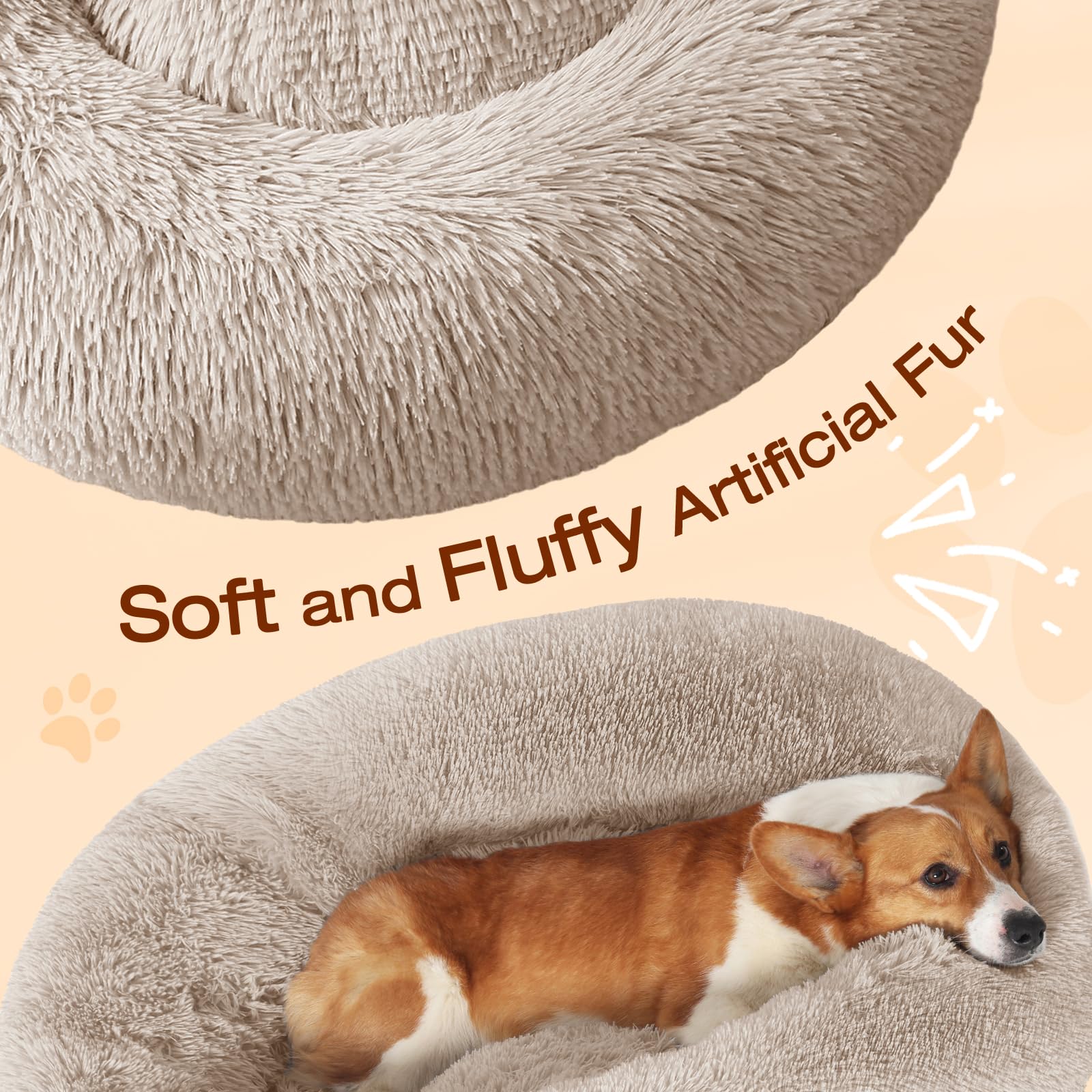 JOLLYVOGUE donut dog bed features non-slip bottom for stability