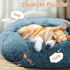 JOLLYVOGUE donut bed with raised rim supports head and neck for secure rest