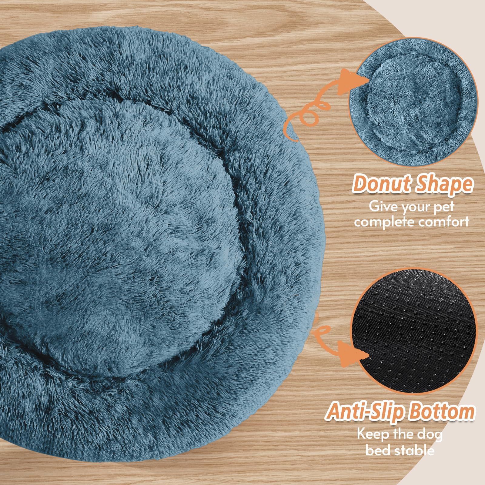 JOLLYVOGUE round bed with plush faux fur delivers comforting naps