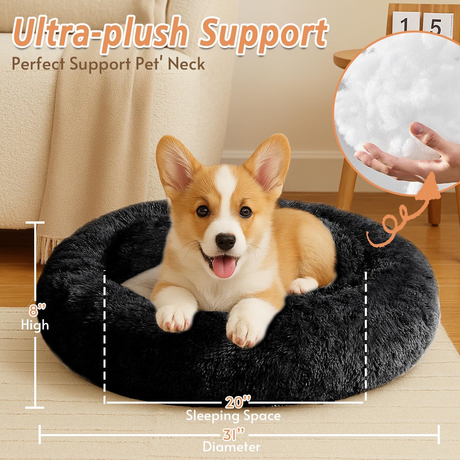JOLLYVOGUE Donut Bed is machine washable for easy cleaning.