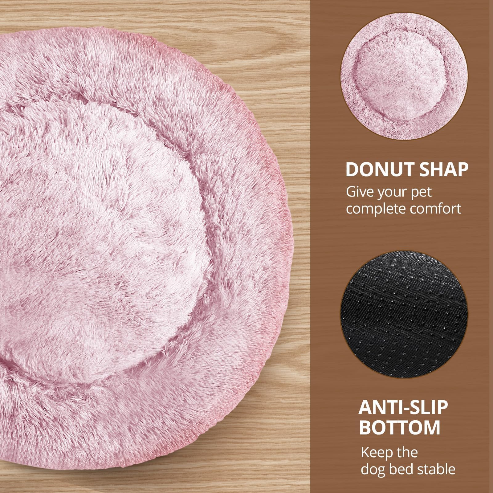 JOLLYVOGUE round bed in fluffy faux fur invites burrowing comfort
