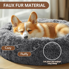 JOLLYVOGUE round pet bed with raised rim supports head and neck