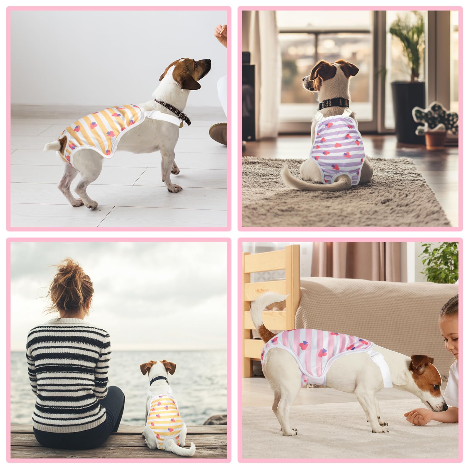 Jollywoods dog diaper with water-resistant outer layer protects surfaces outdoors.