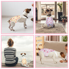 Jollywoods dog diaper with water-resistant outer layer protects surfaces outdoors.