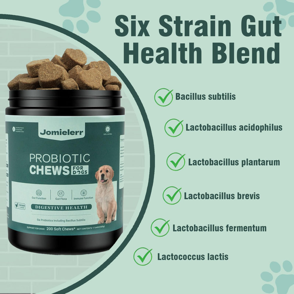 Close-up of Jomielerr probiotics bottle label with natural ingredients.