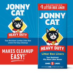 Jonny Cat drawstring closure liner demonstrates secure containment and easy disposal.