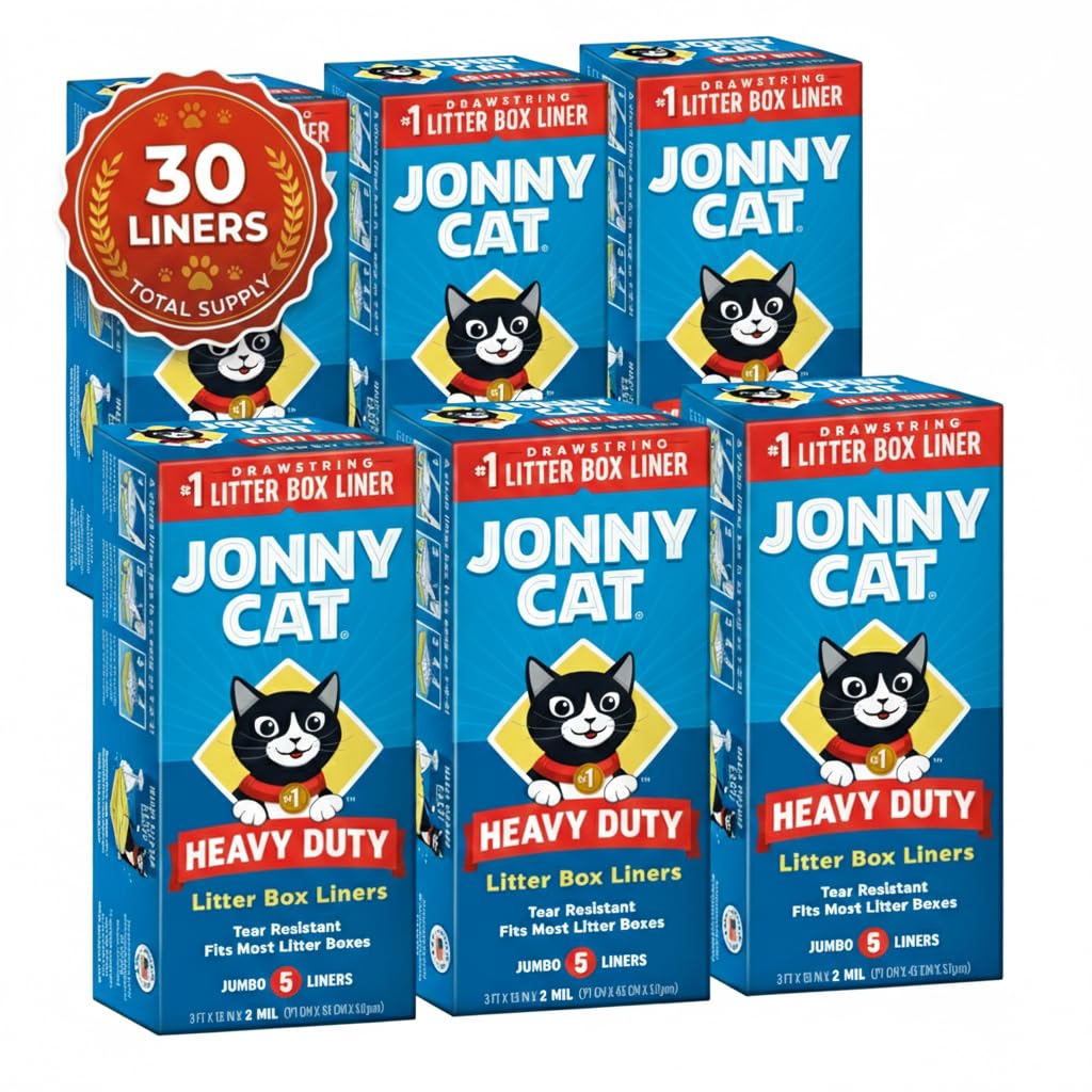 Jonny Cat heavy-duty liner close-up shows 2mil tear resistance for mess-free cleanup.