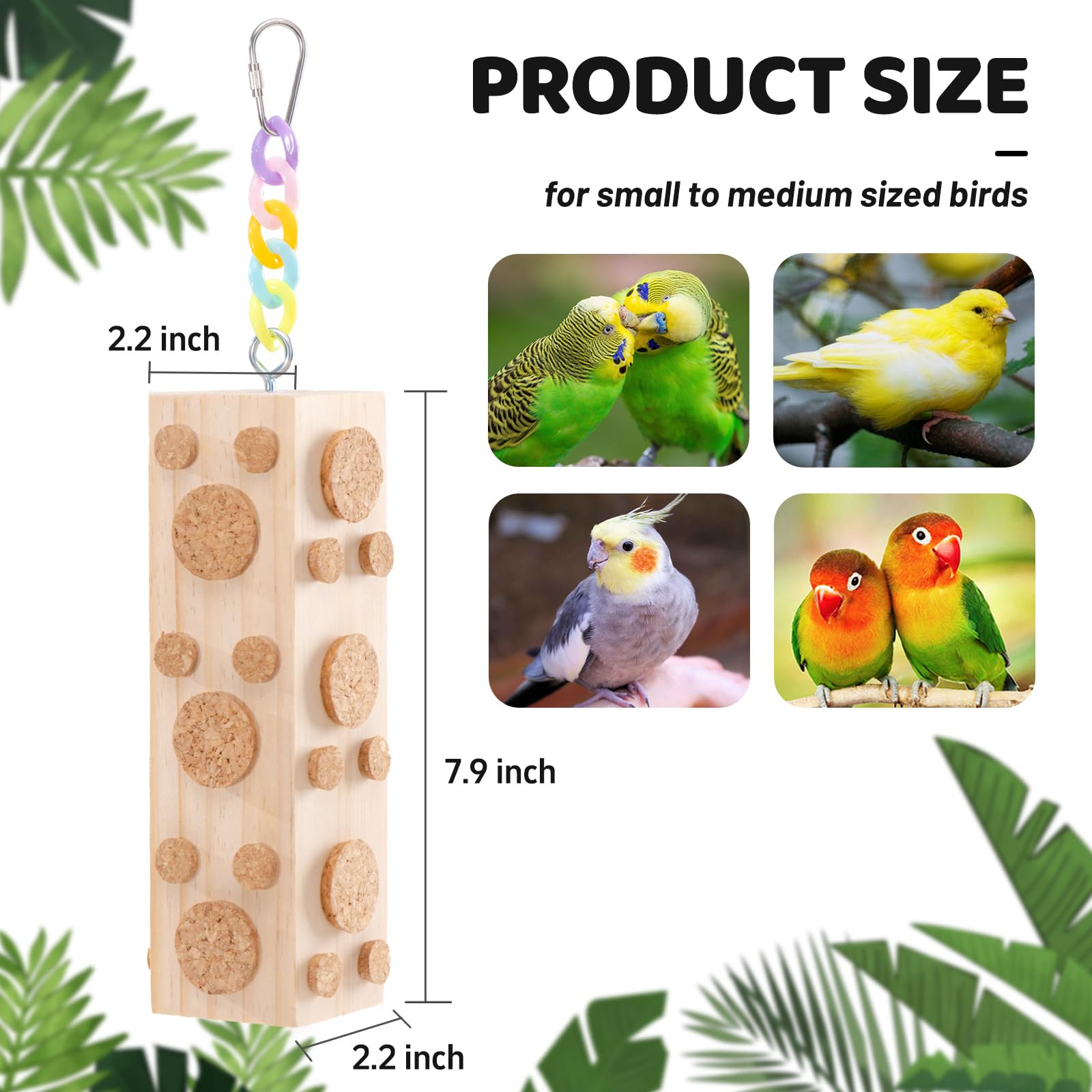 JONS NTY bird toy with 92 detachable corks for varied chewing sessions.