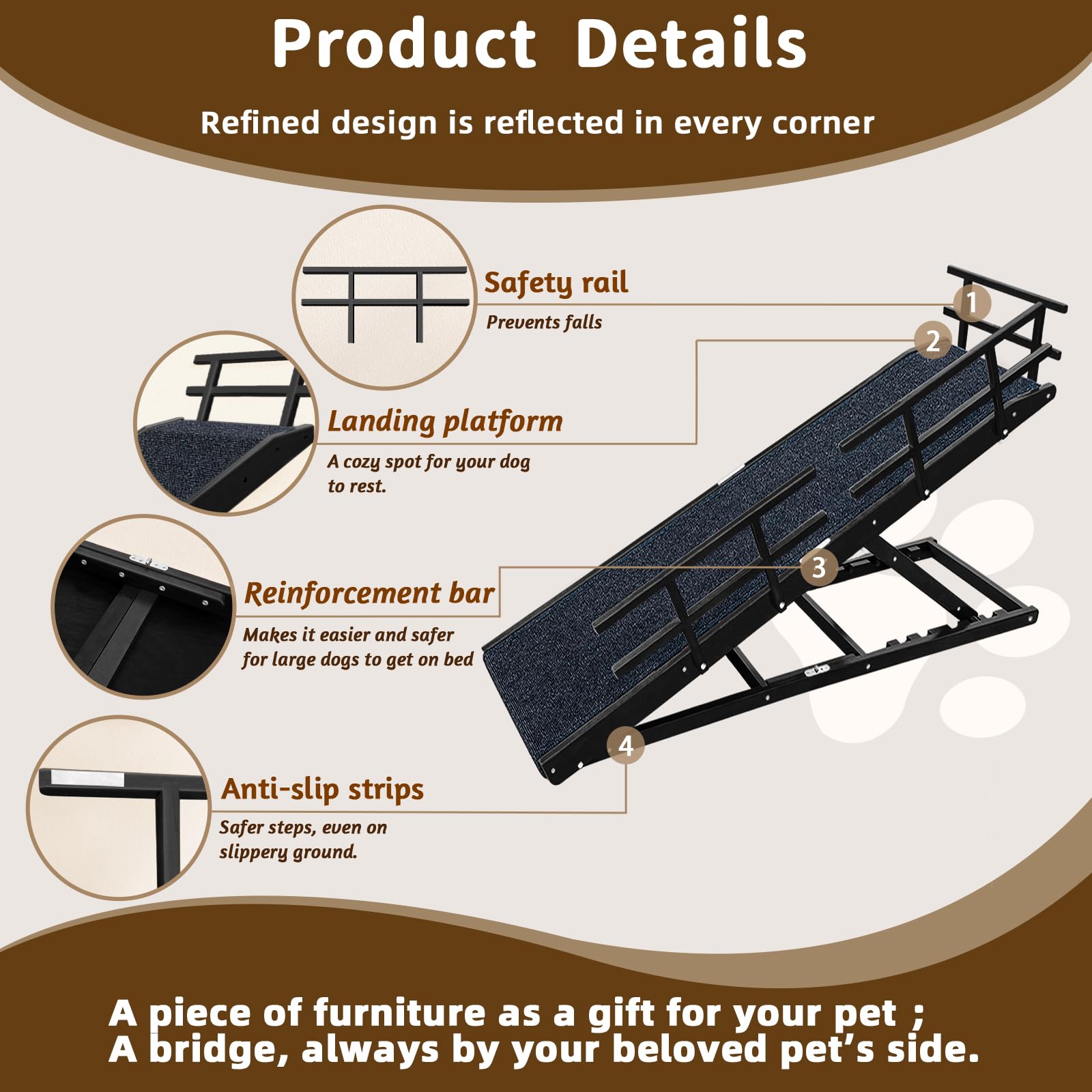 Five height settings up to 32 inches tailor the incline