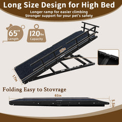 Top landing platform helps dogs align when stepping onto the bed