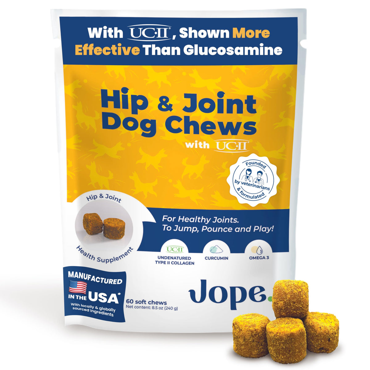 Jope hip joint chews pack supports daily mobility.