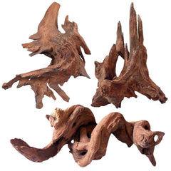 Jorewood driftwood 3-piece twisted branches enhances reptile climbing and fish shelter.