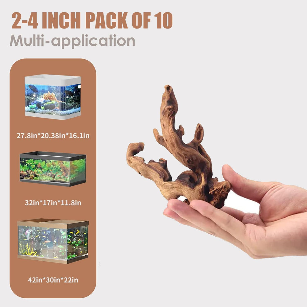 Jorewood driftwood twisted branch 2-4 inch enhances depth in freshwater tanks