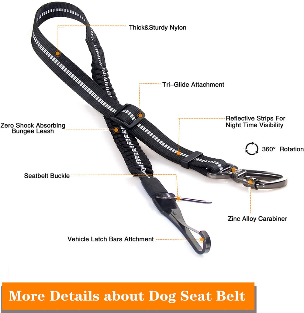 Jorohiker dog seatbelt aviation zinc alloy carabiner rotates for easy use.