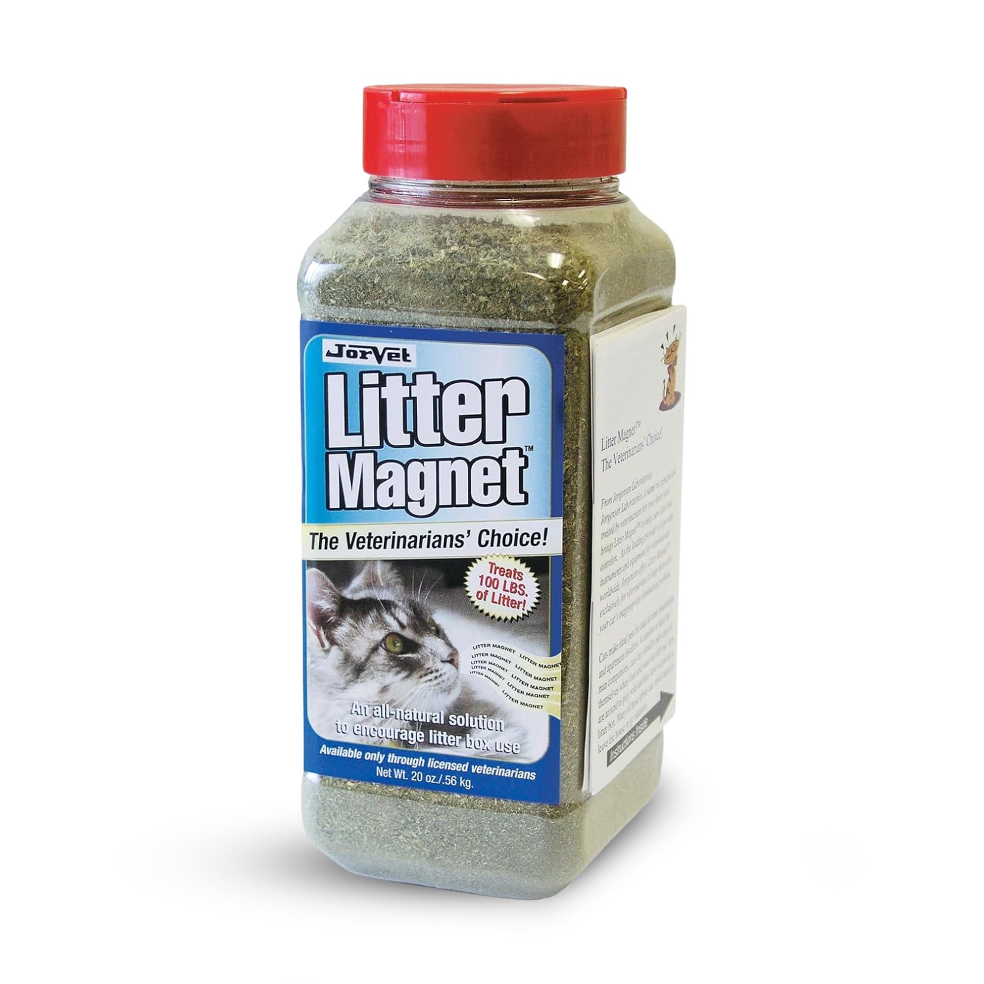 JorVet Feline Litter Magnet bottle front showing the natural attractant for litter boxes.