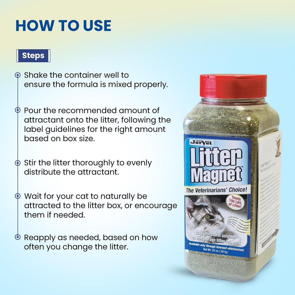 JorVet Litter Magnet shake lid demonstrating easy, mess-free application.