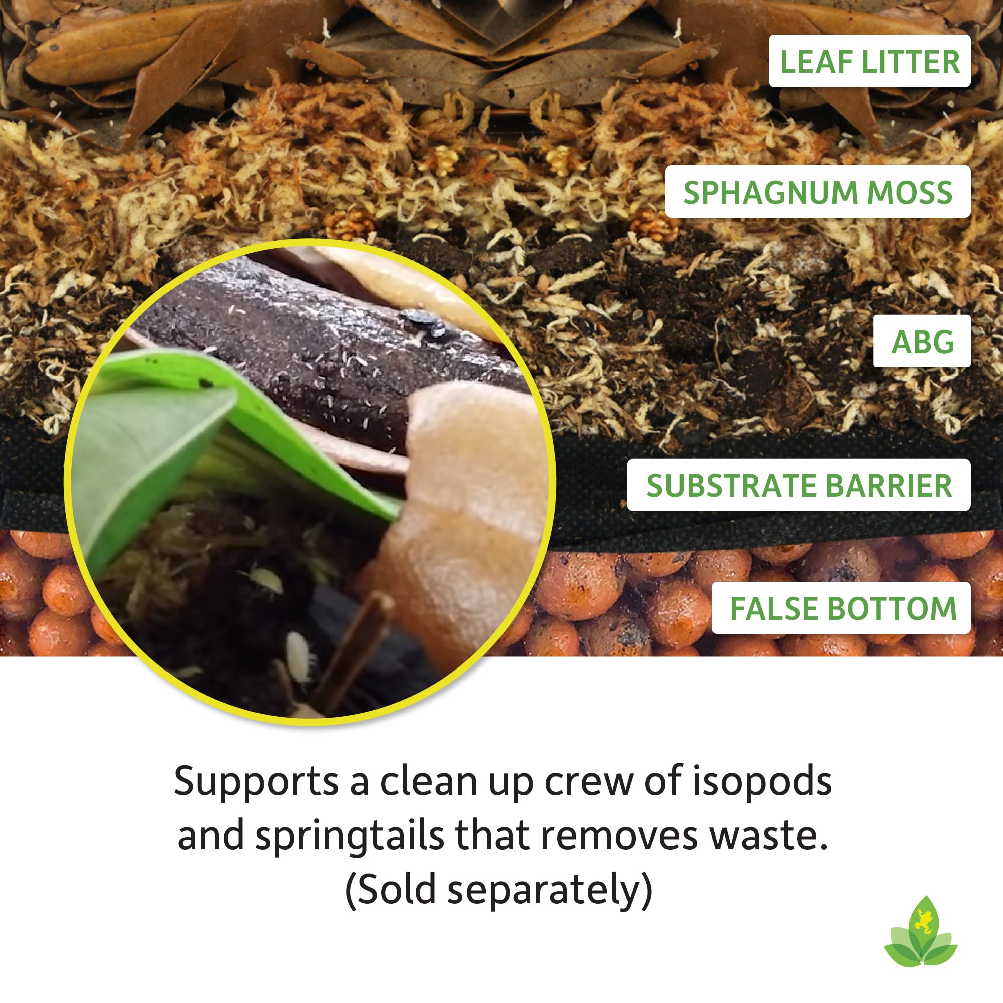 Josh's Frogs ABG Mix culture-friendly blend enhances springtails and isopods habitat.
