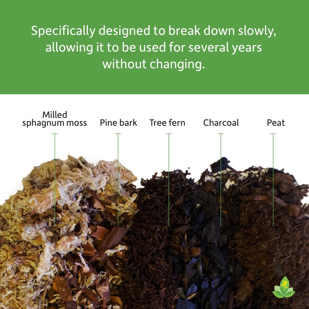 Josh's Frogs ABG Mix long-lasting soil maintains structure and moisture over time.