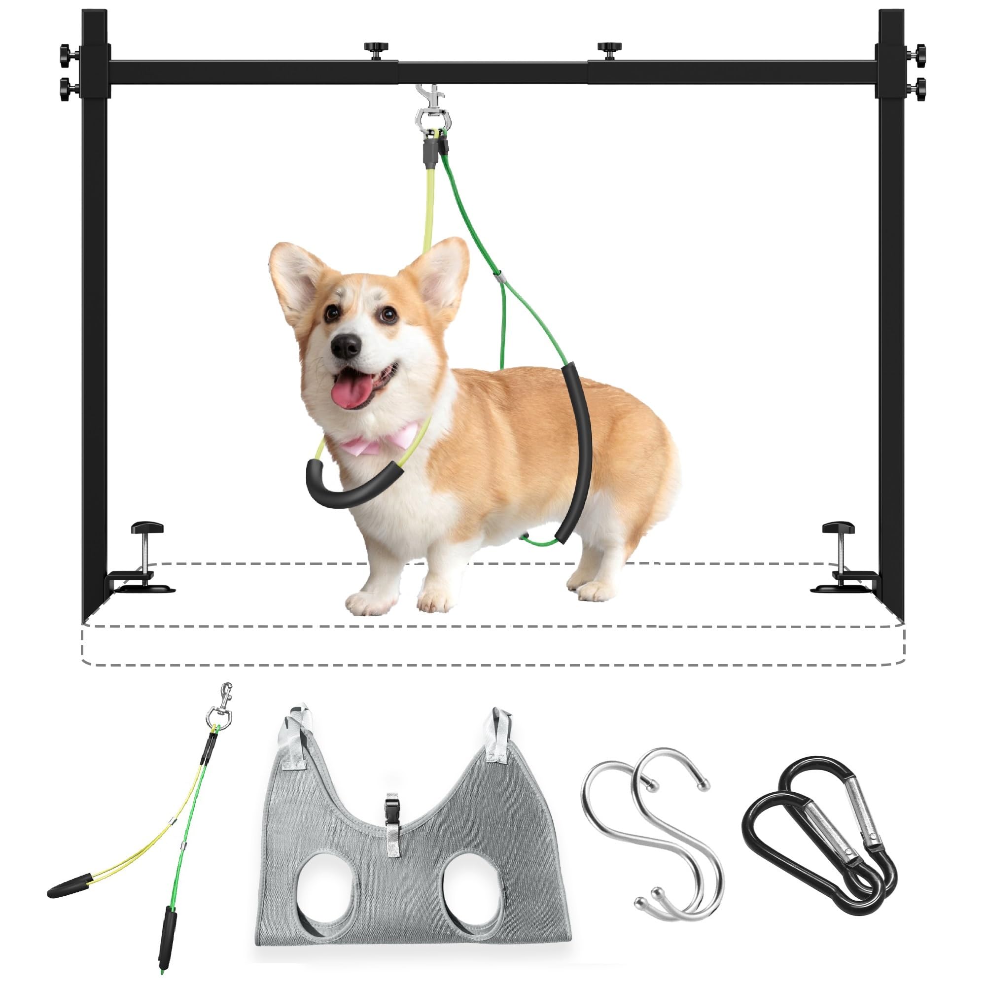 Josmimic dog grooming arm table clamp with hammock for safe at-home nail trimming