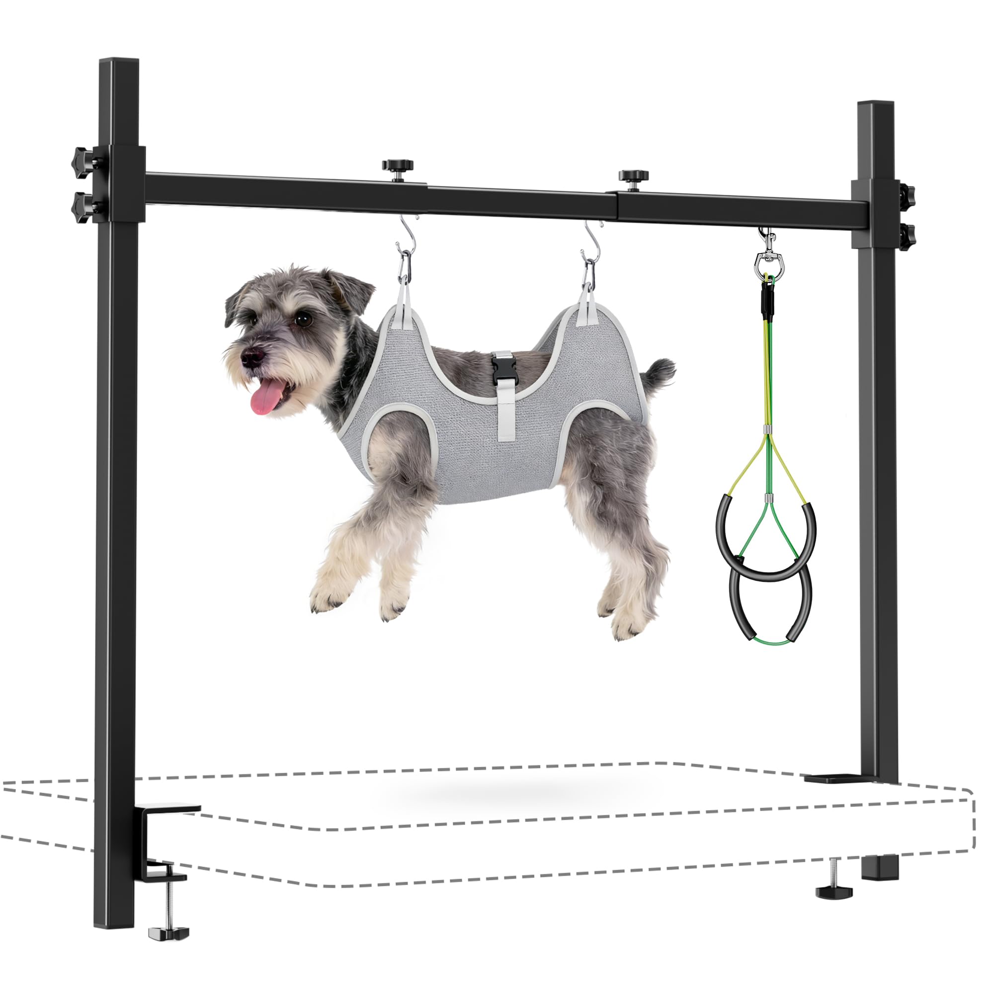 Josmimic dog grooming arm with table clamp for easy home setup.