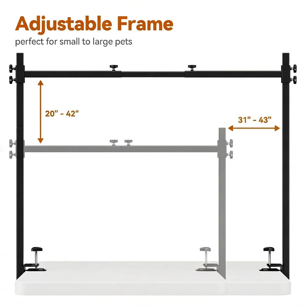 Josmimic grooming arm width adjustable 31 to 43 inches to fit tables.