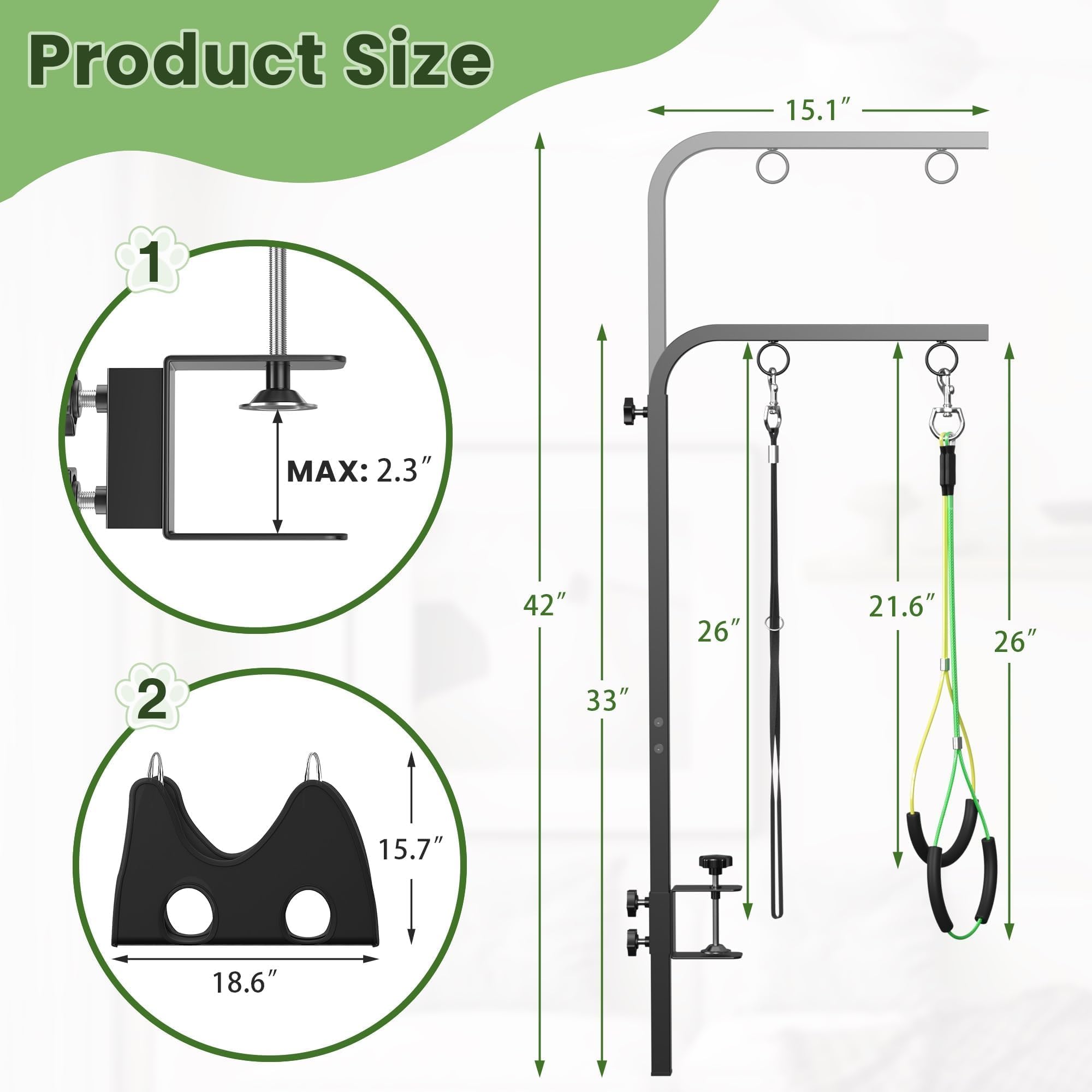 Josmimic table clamp attachment fits 2-3 inch thick table tops