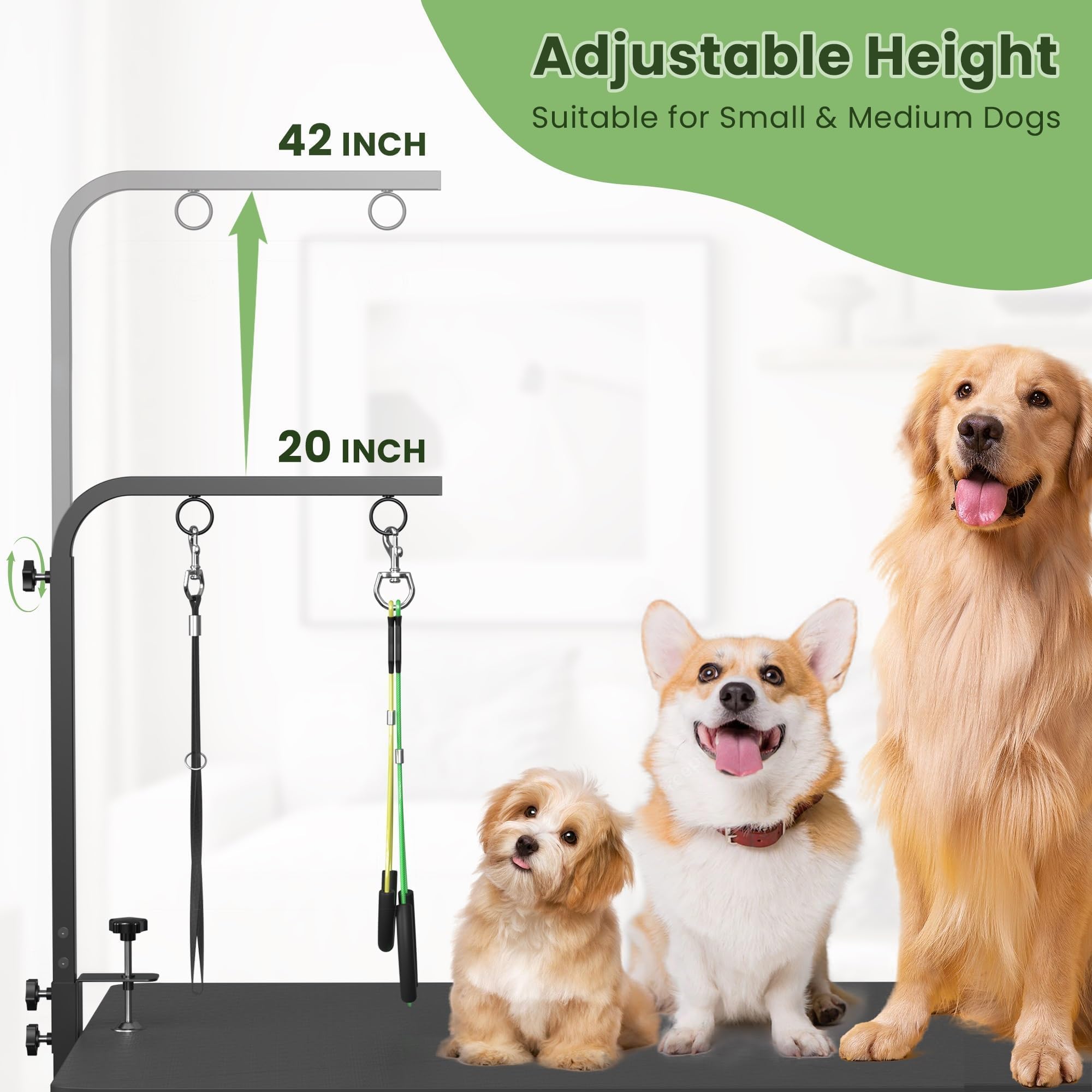 Josmimic grooming arm with hammock and haunch holders supporting calm trimming