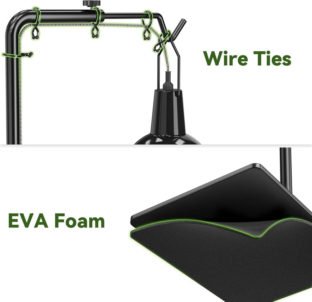 Josmimic Reptile Heat Lamp Stand supports up to 7 pounds for fixtures.