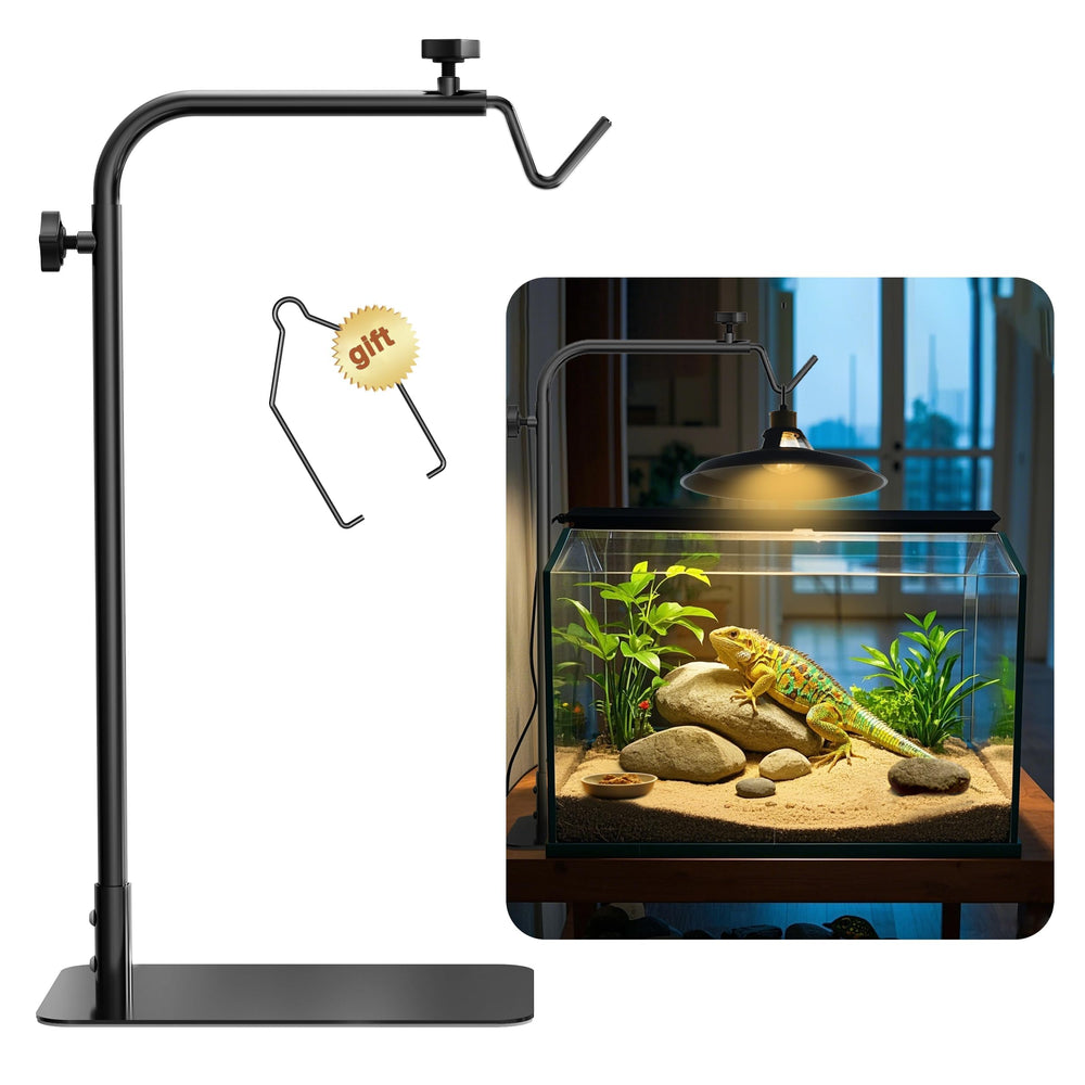 Josmimic Reptile Heat Lamp Stand base provides stable support for terrariums.