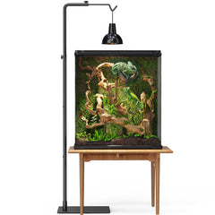 Josmimic Reptile Heat Lamp Stand cable clips keep cords tidy.