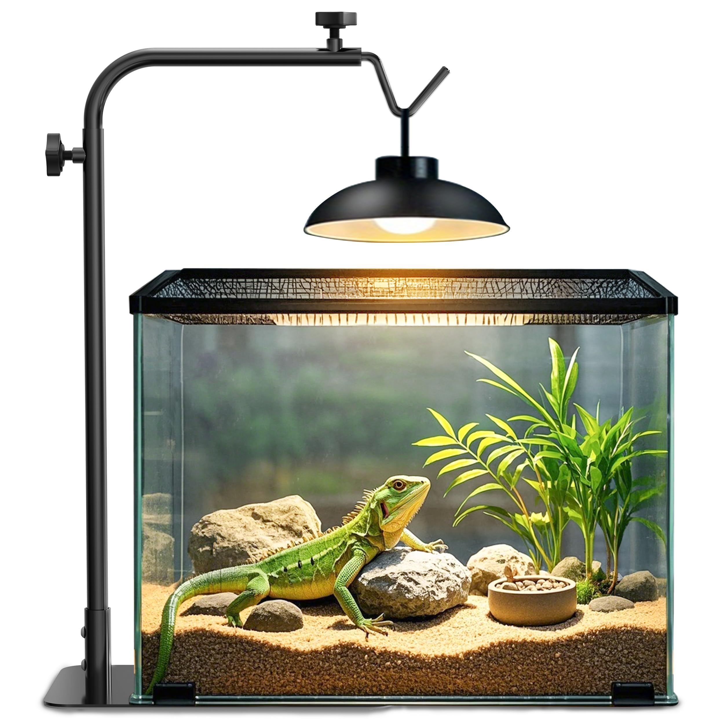 Josmimic Reptile Heat Lamp Stand ready for dome fixture setup.